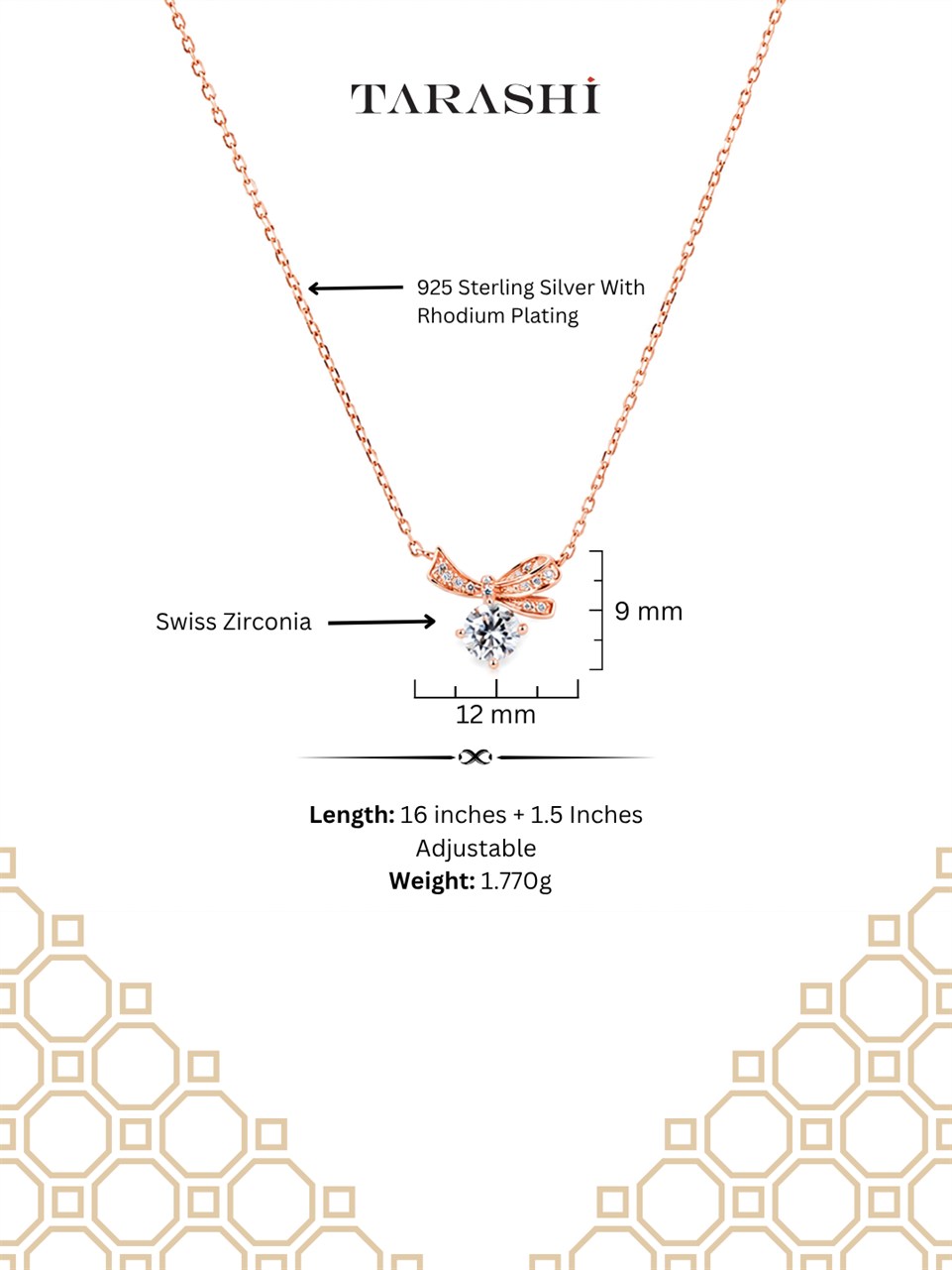 Rose Gold Bow Ribbon Necklace