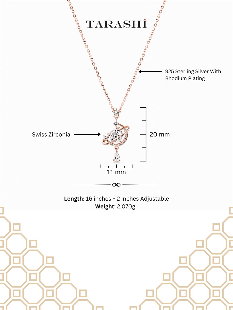 Rose Gold Planet Pendant Necklace