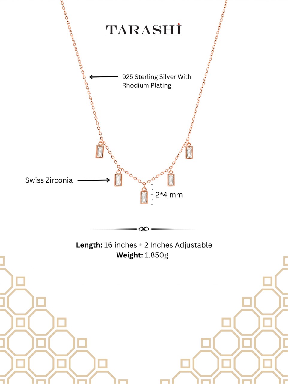 Rose Gold Dangling Charm Necklace