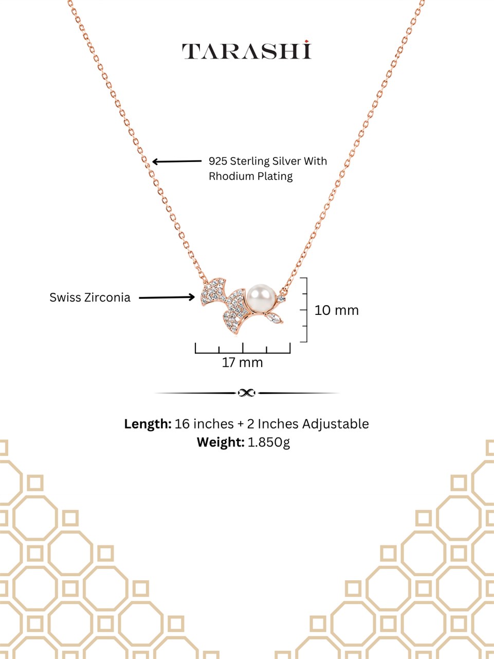 Rose Gold Butterfly Pearl Necklace