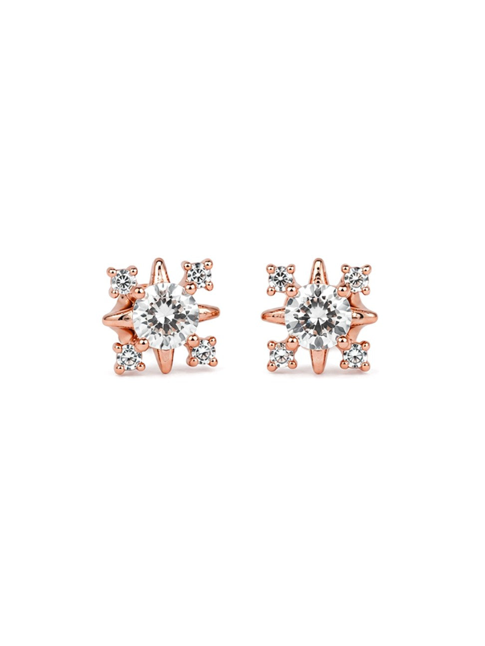 Rose Gold CZ Huggie Hoops