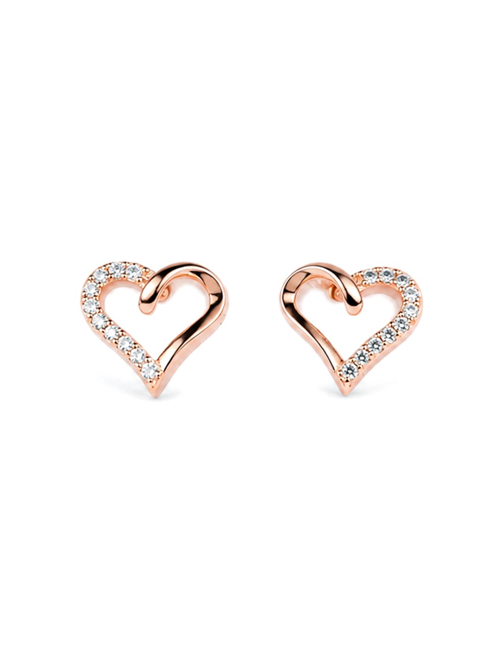 Rose Gold Open Heart Stud Earrings