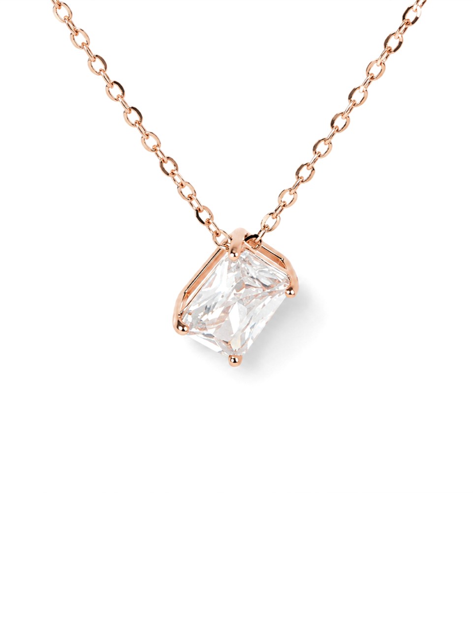 Rose Gold Kite-Shaped Crystal Necklace