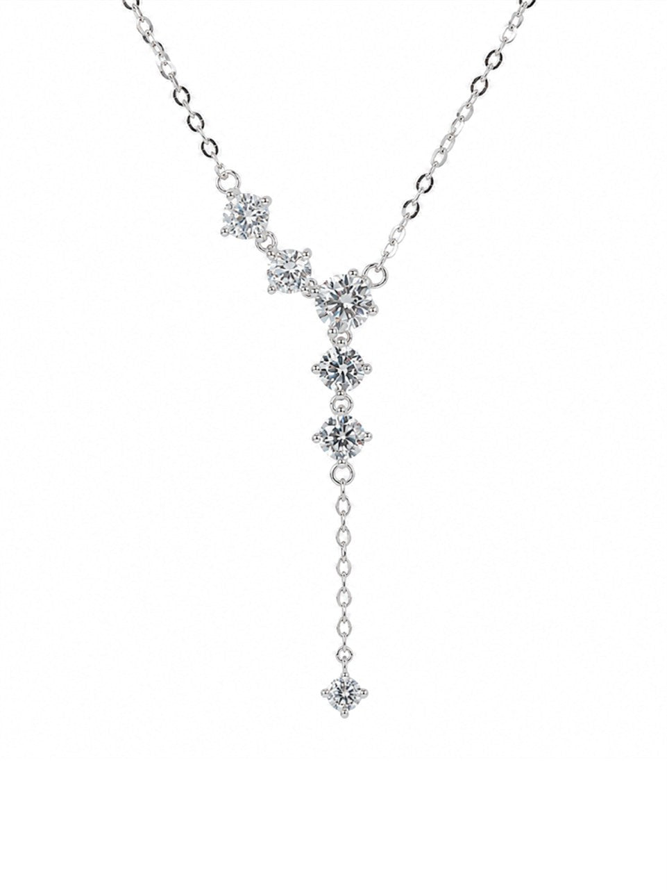 Silver Crystal Lariat Necklace