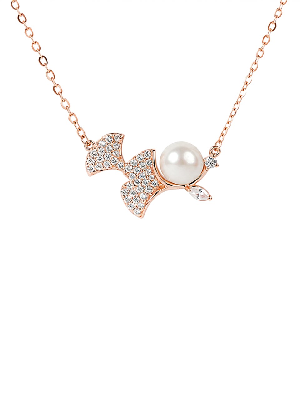 Rose Gold Butterfly Pearl Necklace