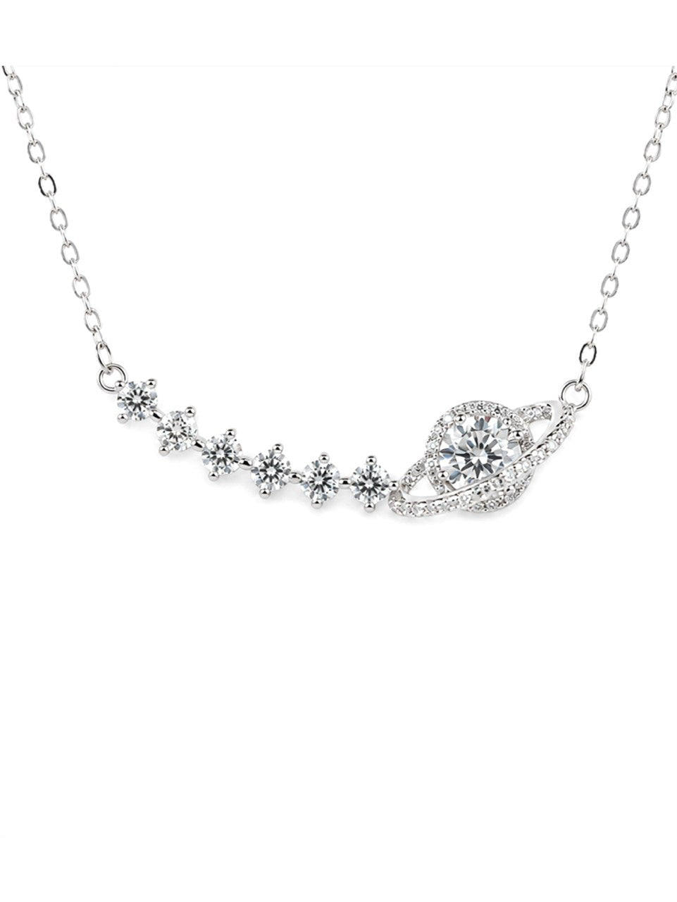 Silver Curved Bar Pendant Necklace