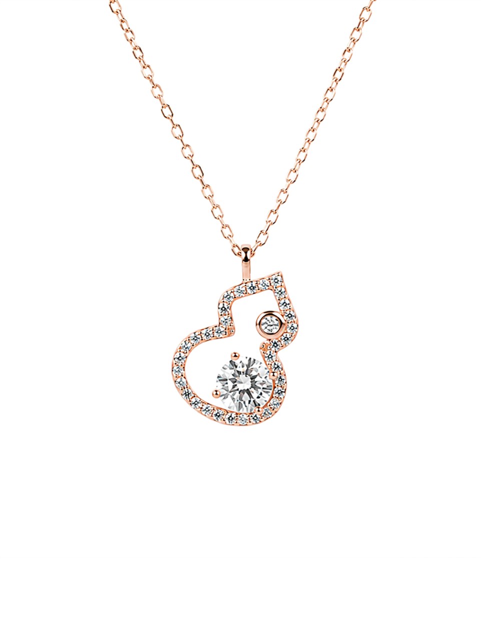 Rose Gold Heart and Moon Necklace
