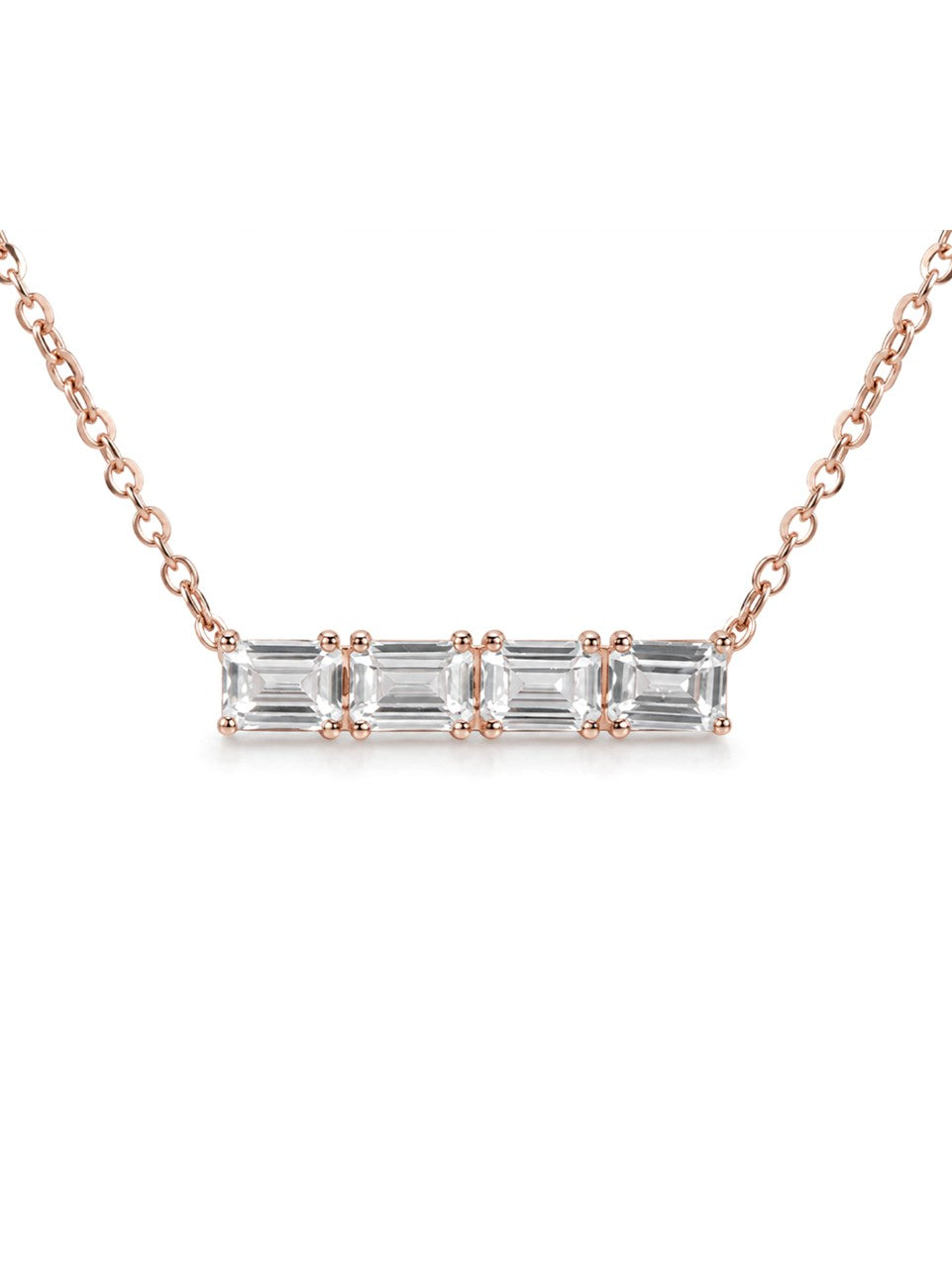 Rose Gold Triple Emerald-Cut Necklace