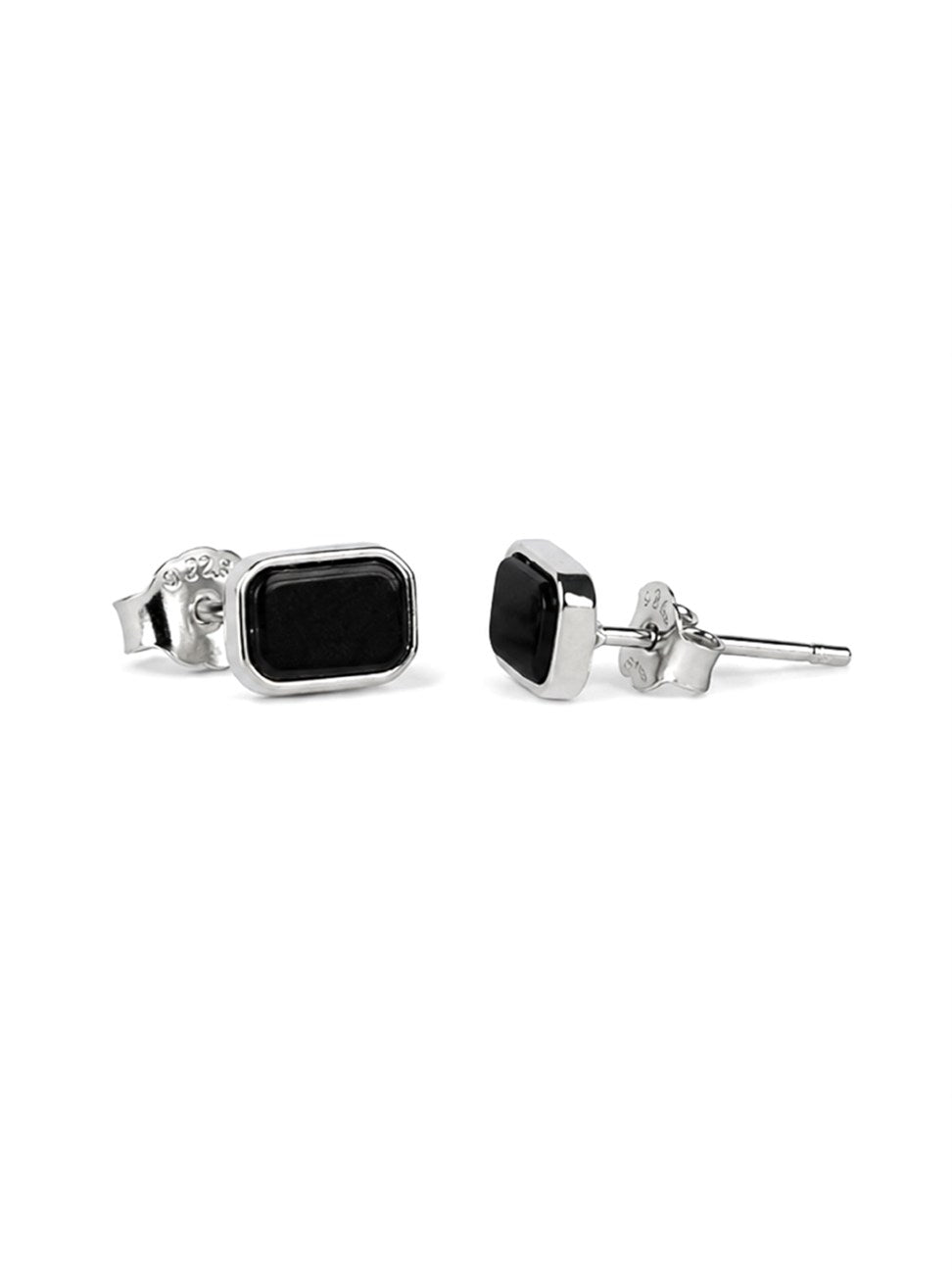 Silver Black Onyx Stud Earrings