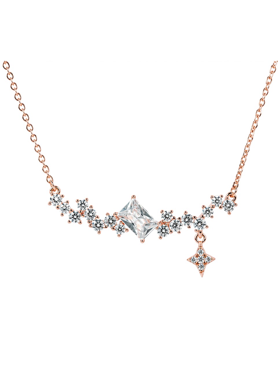 Rose Gold Starburst Cluster Necklace
