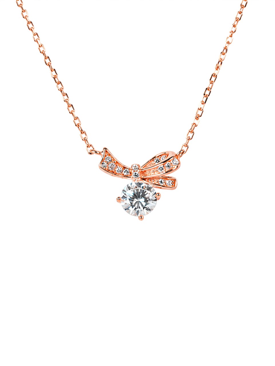 Rose Gold Bow Ribbon Necklace