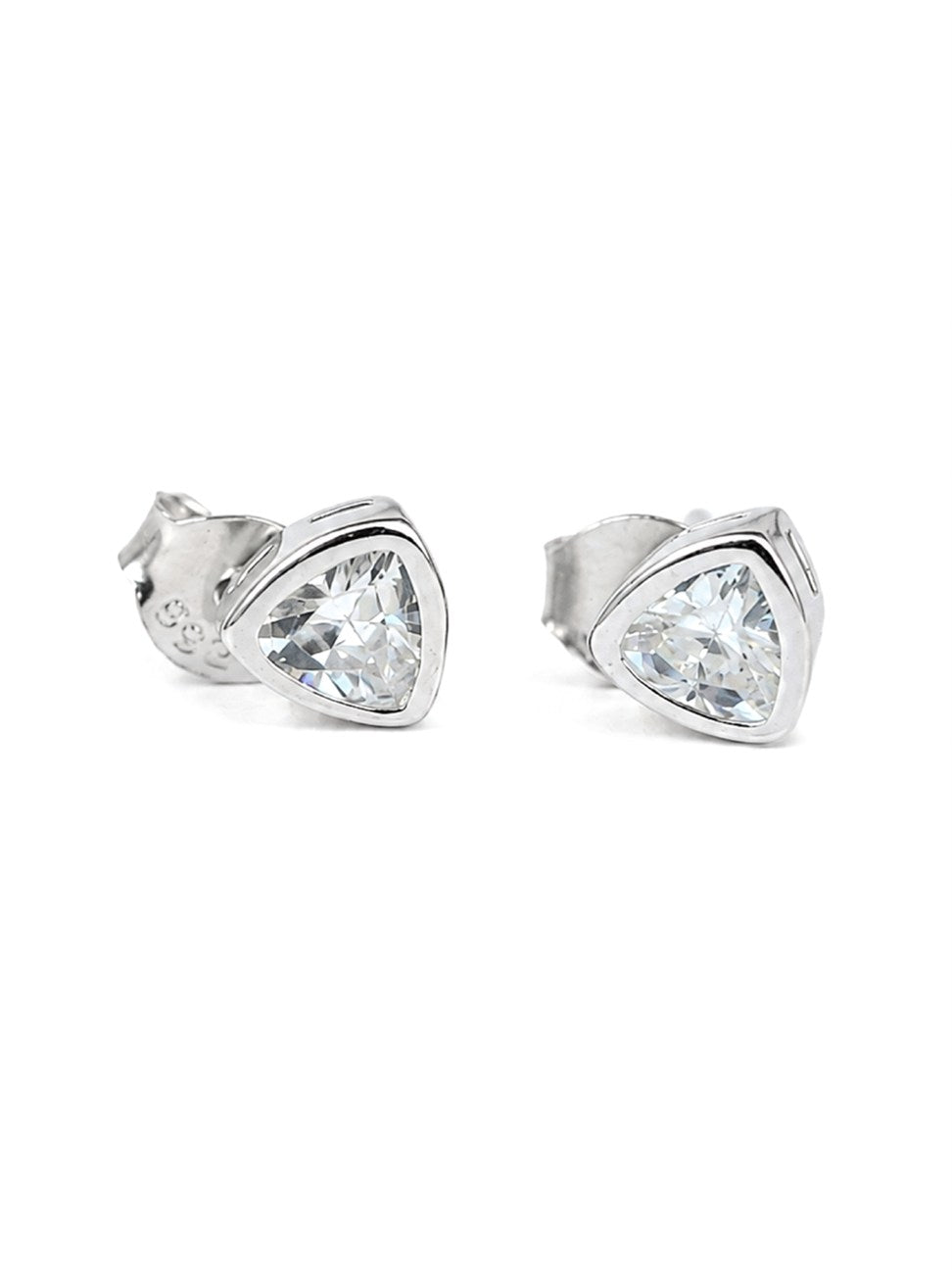 Silver Solitaire Stud Earrings