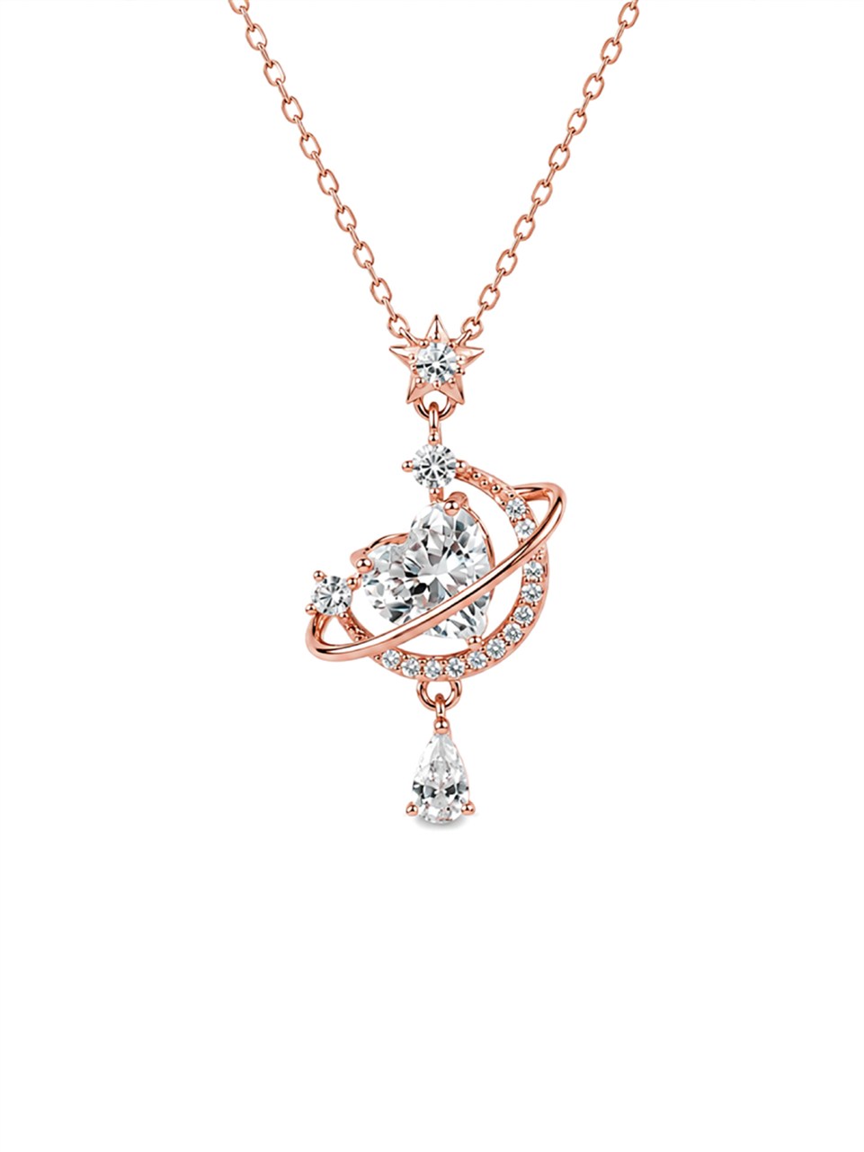 Rose Gold Planet Pendant Necklace