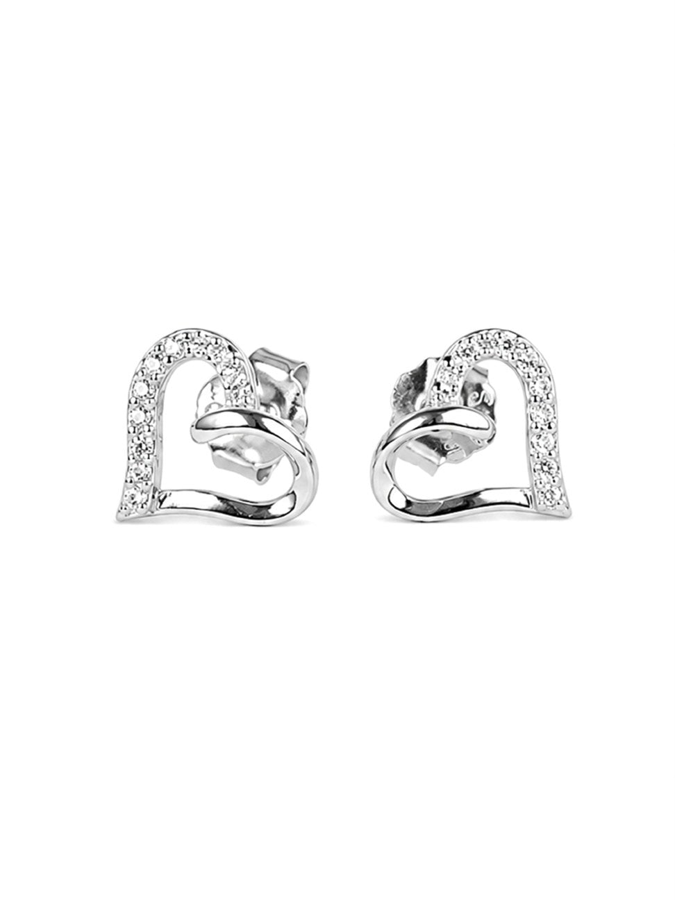 Silver Heart Dangle Earrings