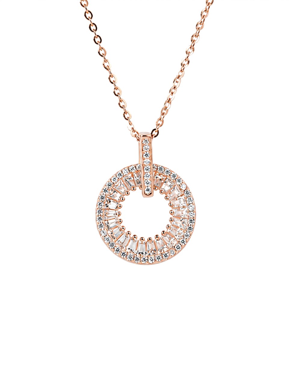 Rose Gold Open Circle Diamond Necklace