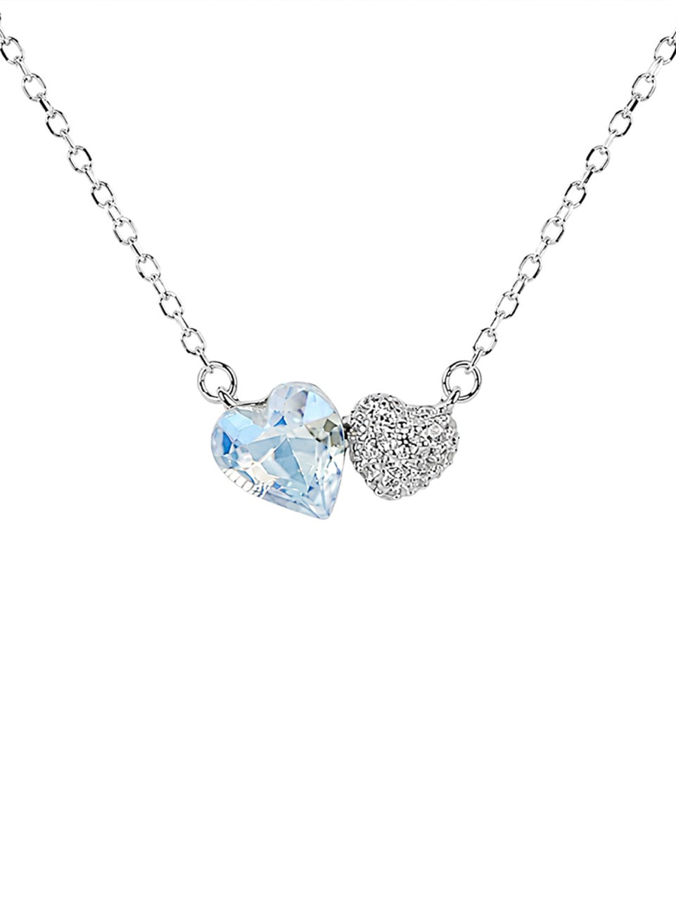Silver Blue Heart Pendant Necklace