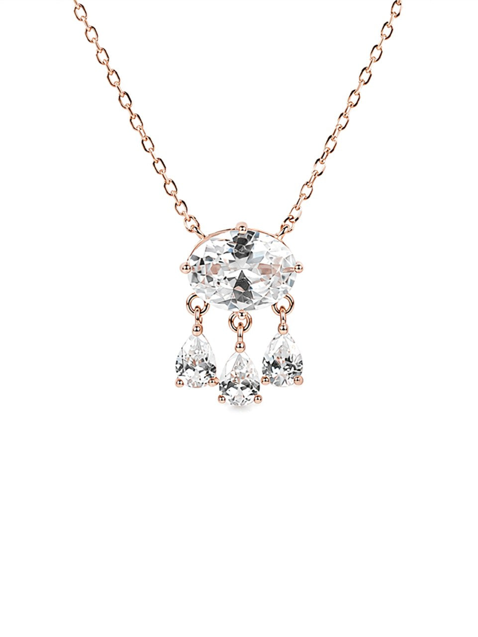 Rose Gold Emerald-Cut Pendant Necklace