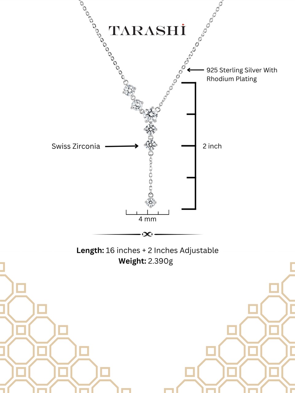 Silver Crystal Lariat Necklace