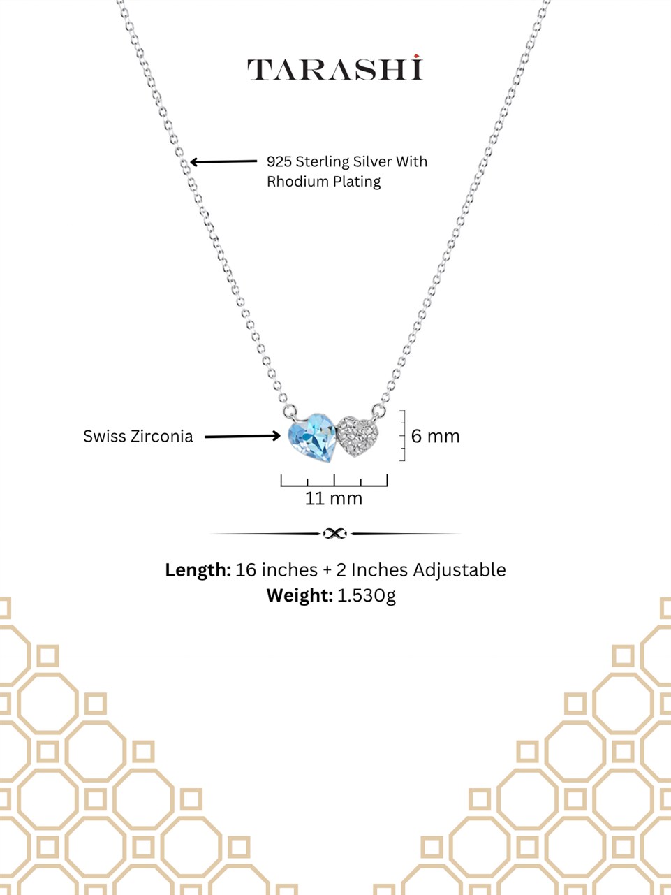 Silver Blue Heart Pendant Necklace