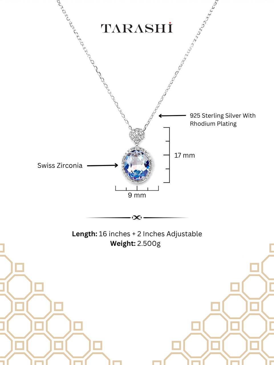 Silver Oval Blue Gemstone Necklace