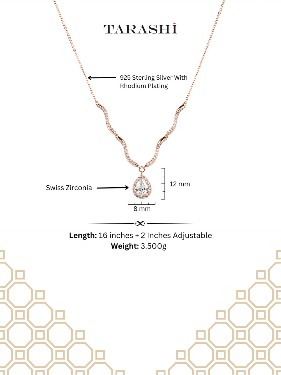 Rose Gold Teardrop Pendant Necklace