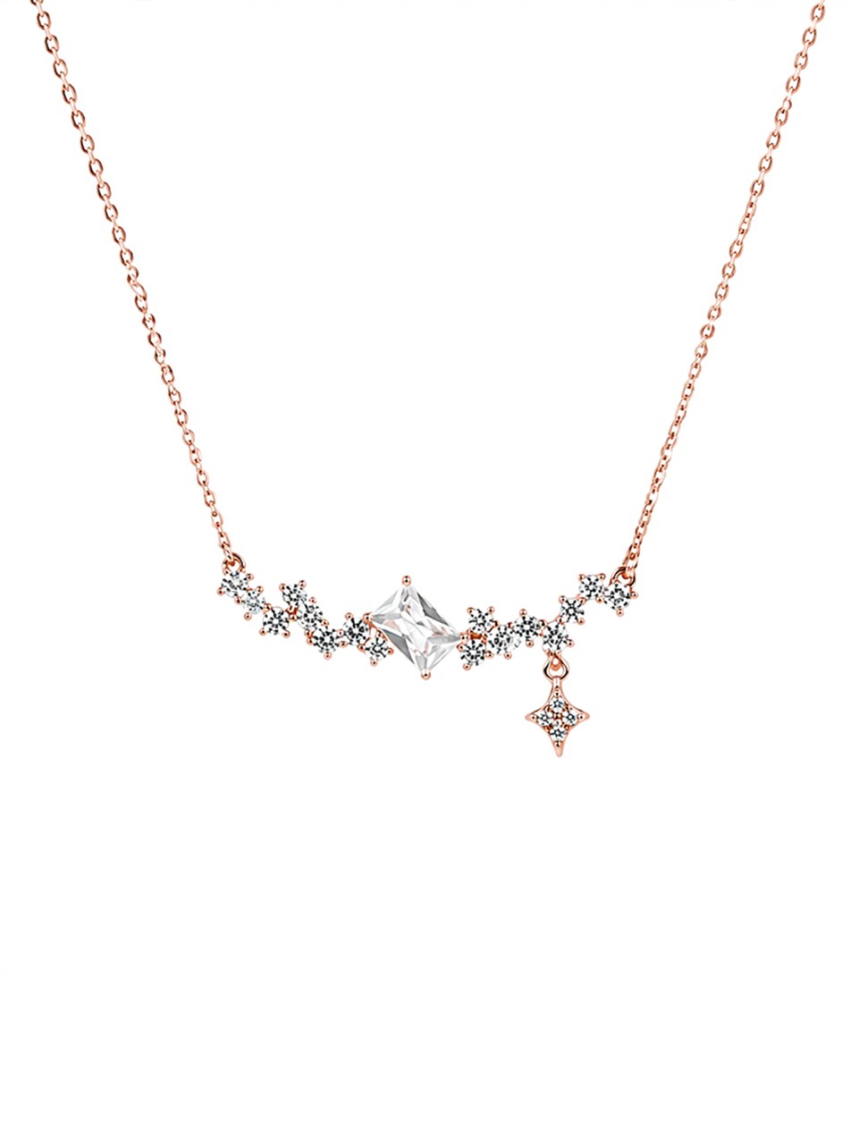Rose Gold Starburst Cluster Necklace