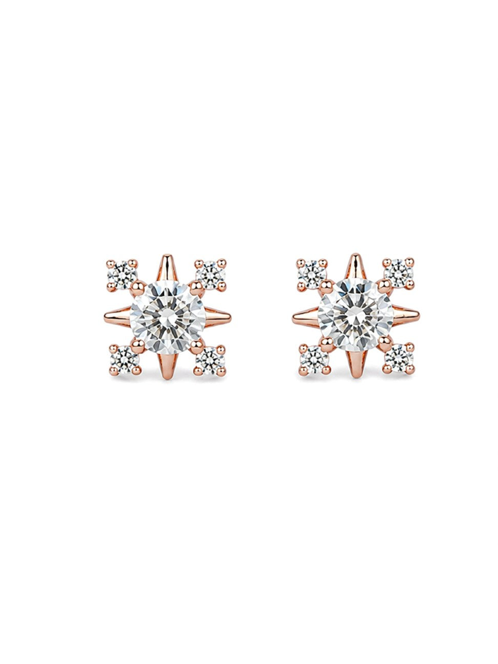 Rose Gold CZ Huggie Hoops