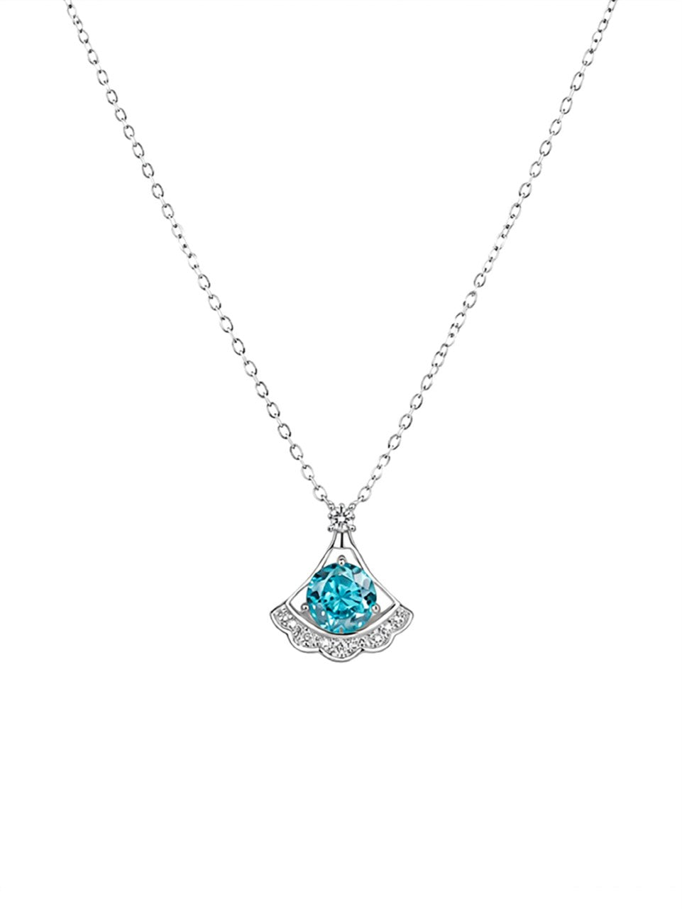 Silver Halo Blue Gemstone Necklace