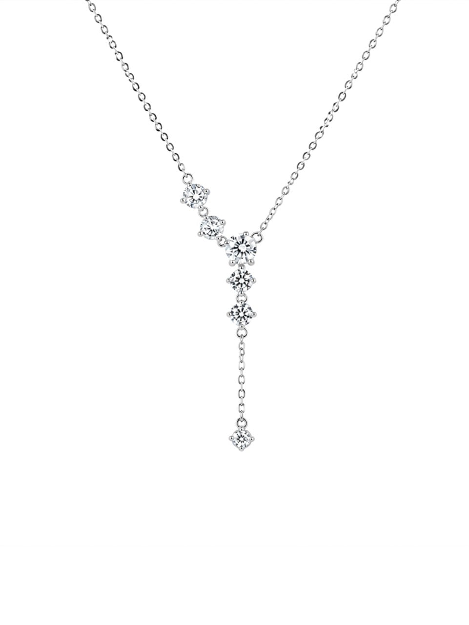 Silver Crystal Lariat Necklace