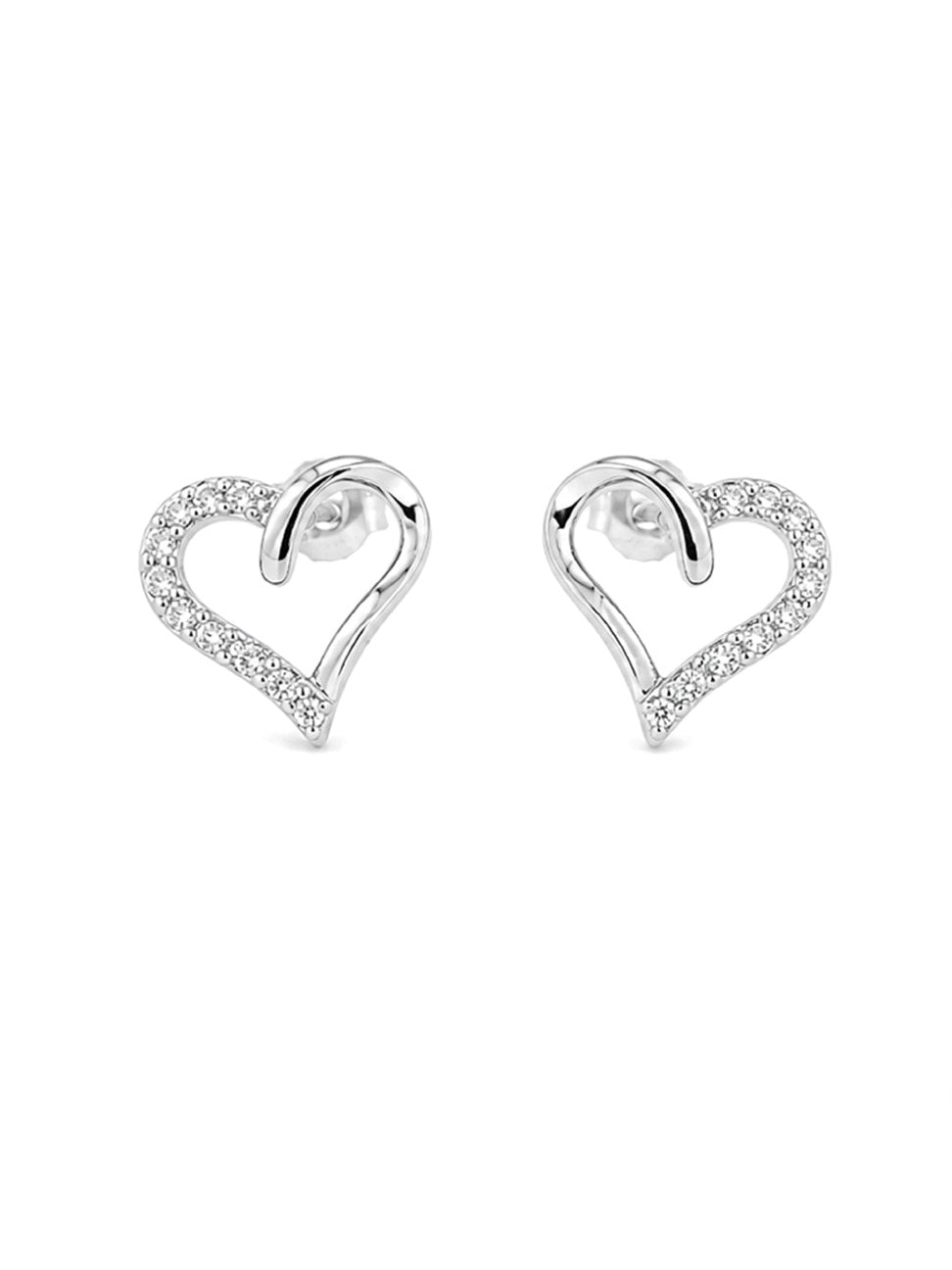 Silver Heart Dangle Earrings