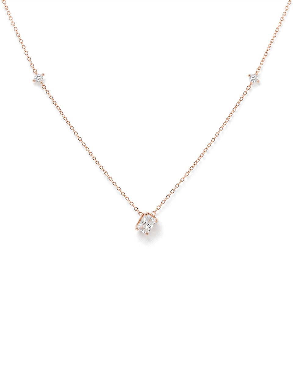 Rose Gold Kite-Shaped Crystal Necklace