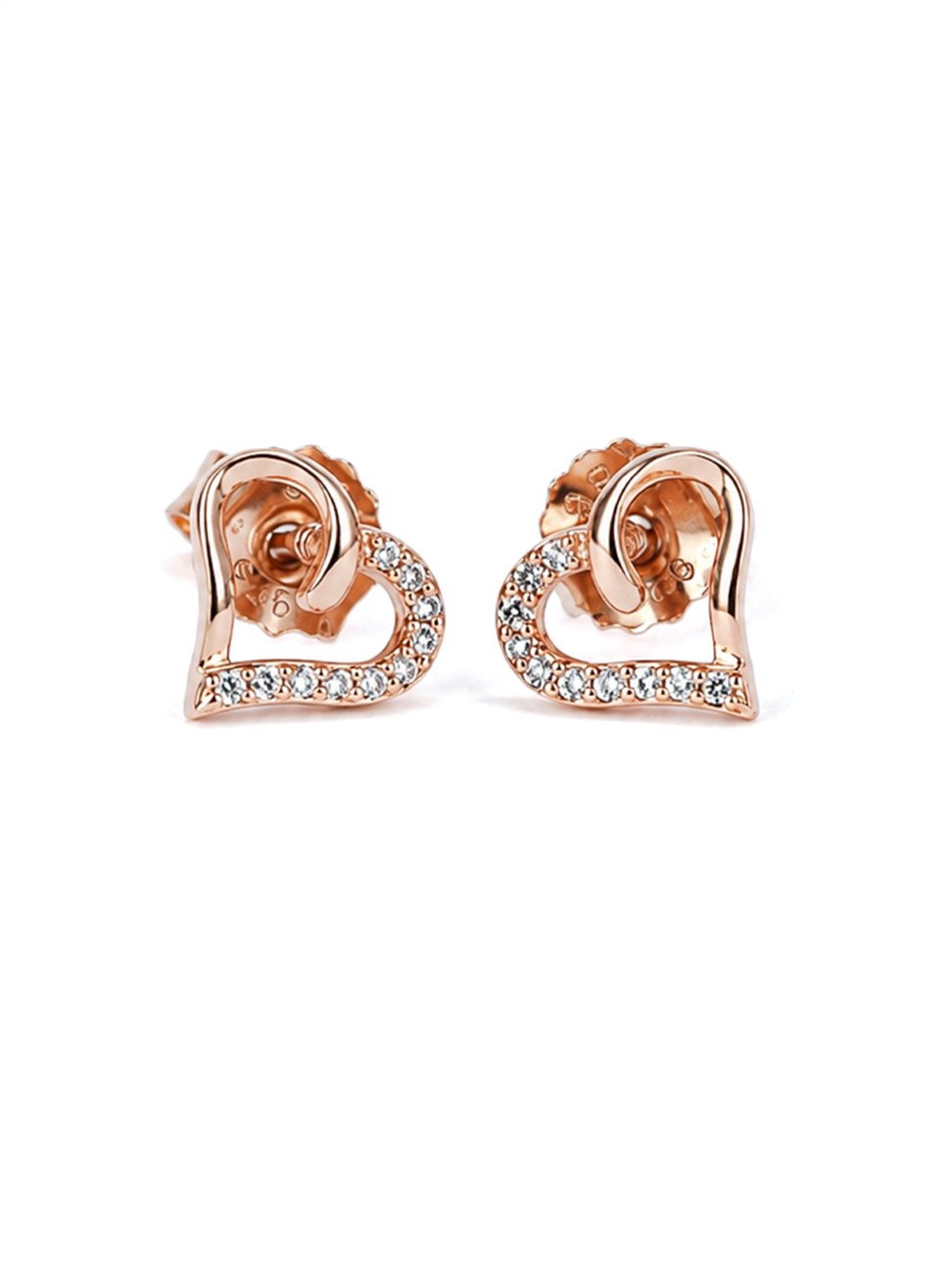 Rose Gold Open Heart Stud Earrings