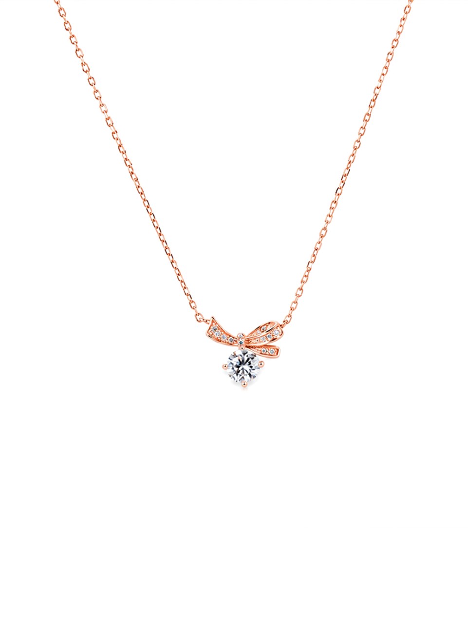 Rose Gold Bow Ribbon Necklace