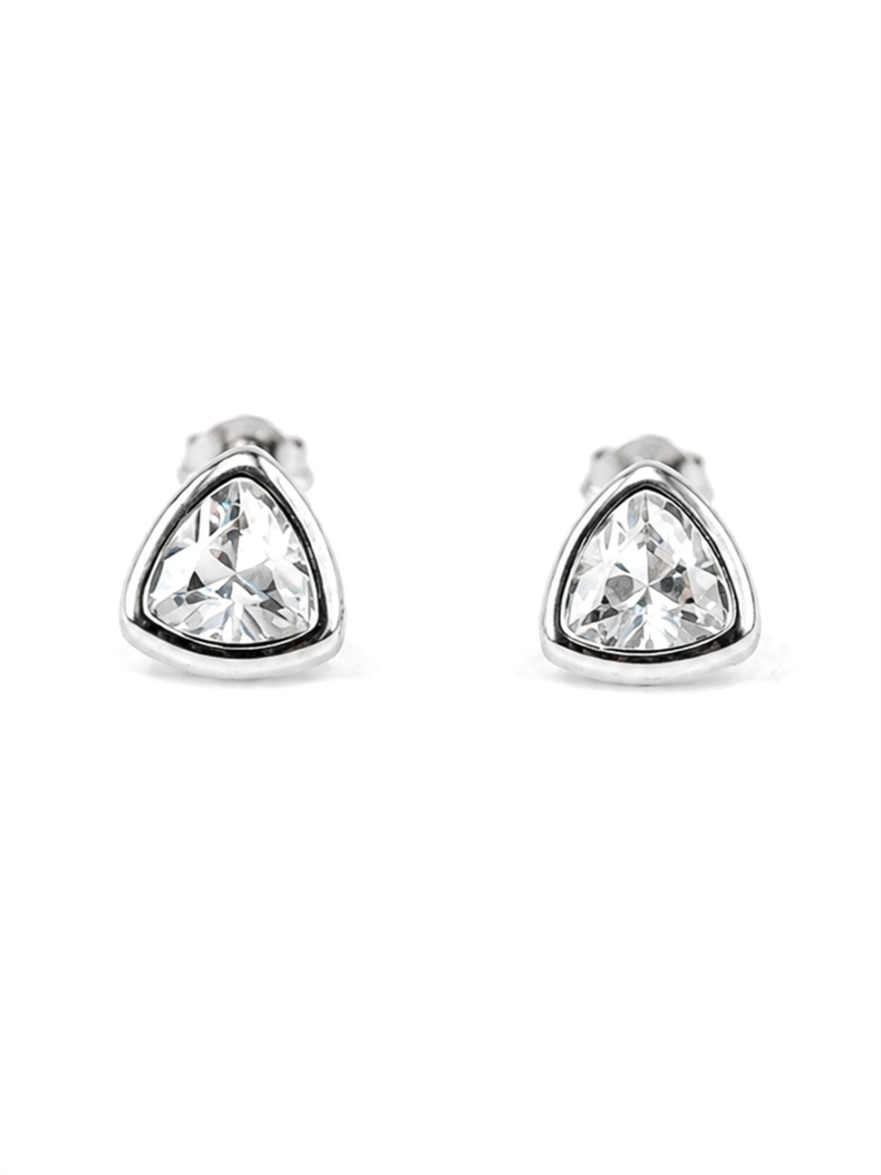 Silver Solitaire Stud Earrings