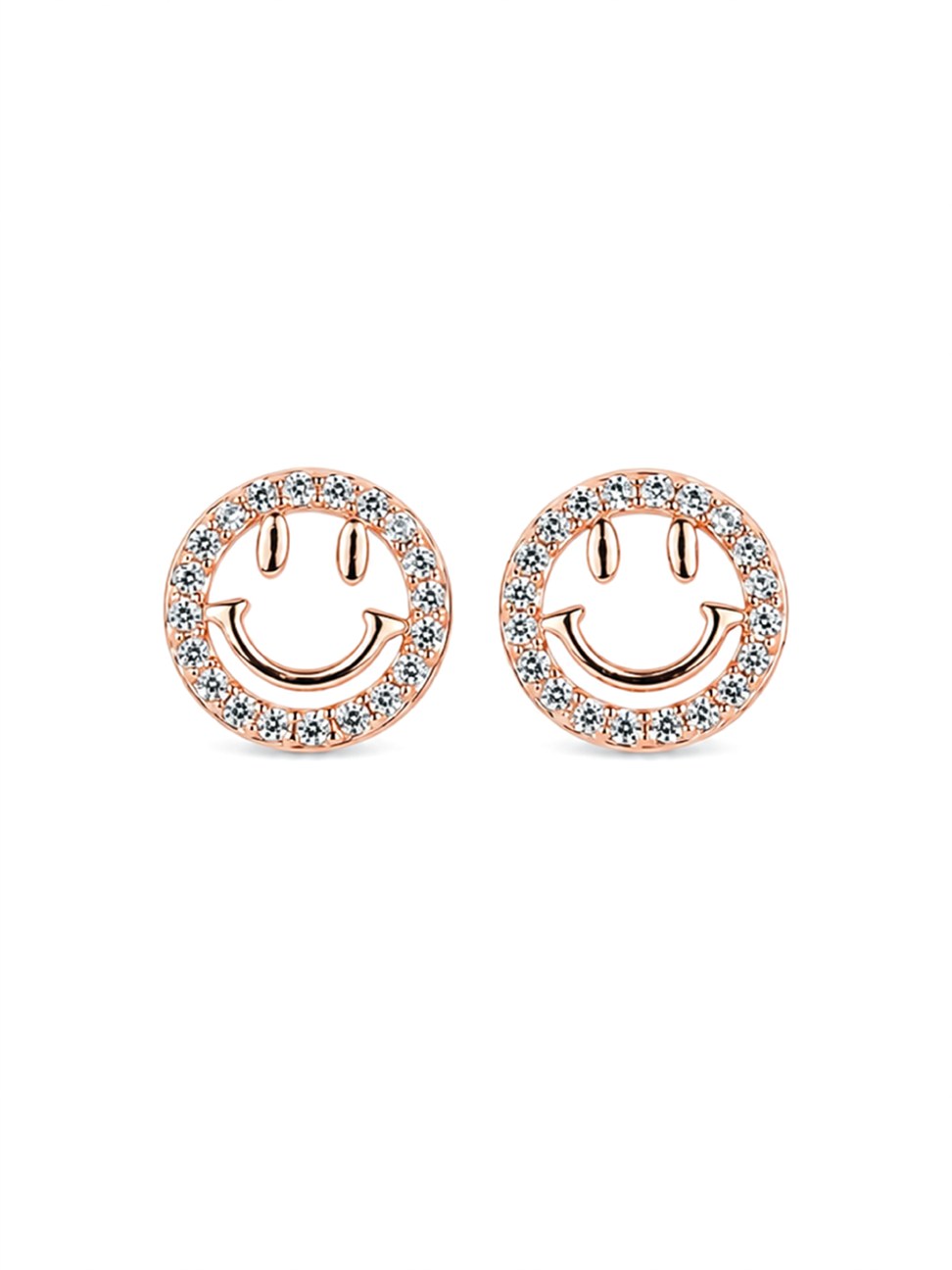 Rose Gold Smiley Face Stud Earrings