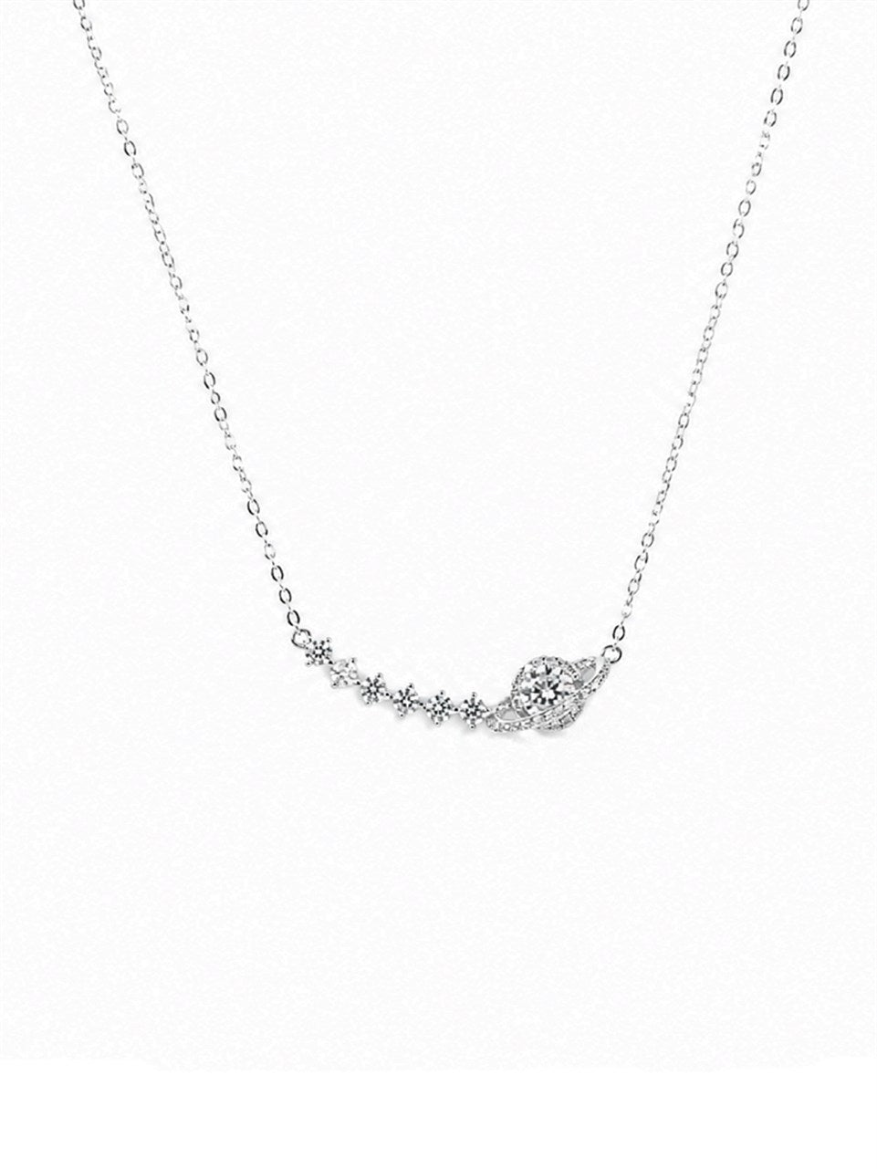 Silver Curved Bar Pendant Necklace