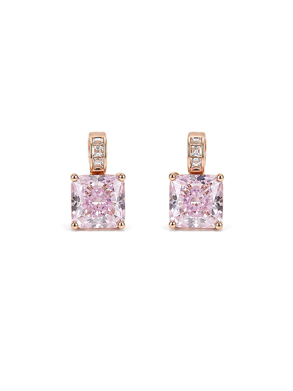 Rose Gold Pink Stone Stud Earrings