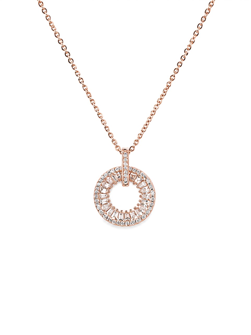 Rose Gold Open Circle Diamond Necklace