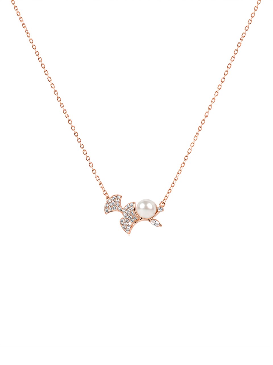 Rose Gold Butterfly Pearl Necklace