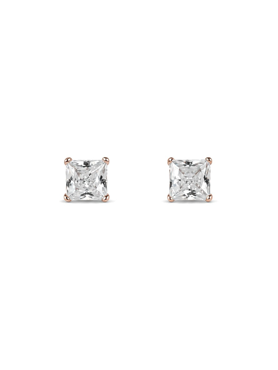 Rose Gold Square Crystal Stud Earrings