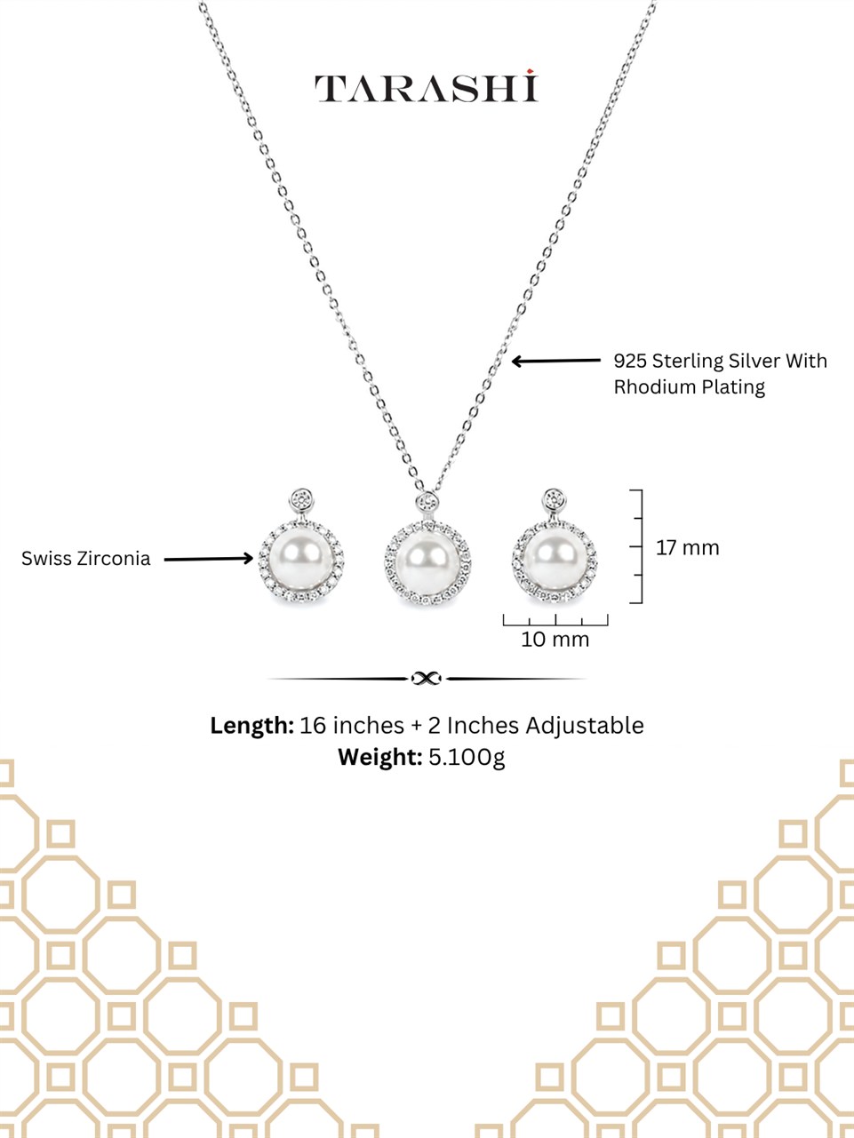 Silver Round Halo Necklace and Earring Set