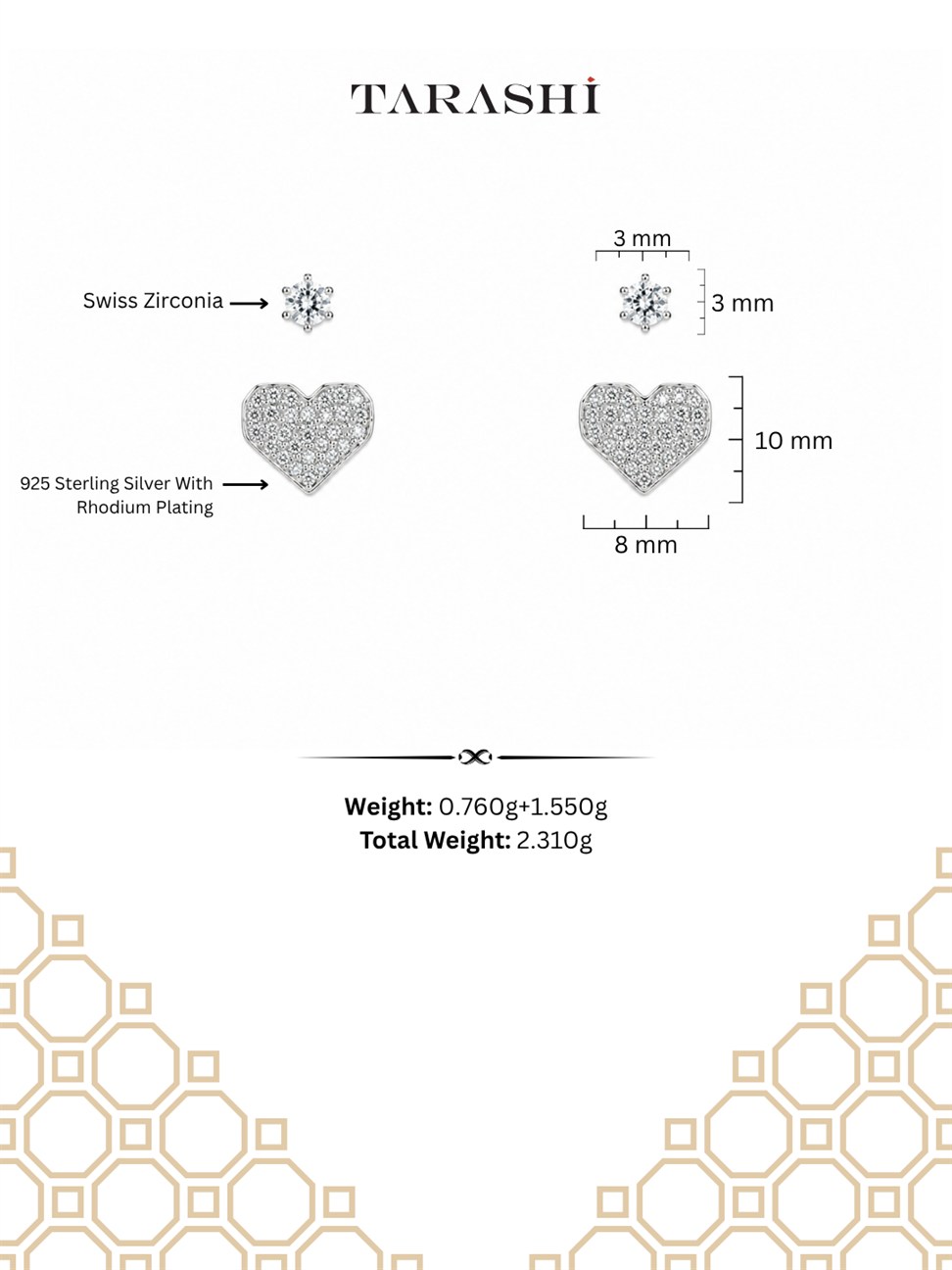 Silver Heart Stud Earrings