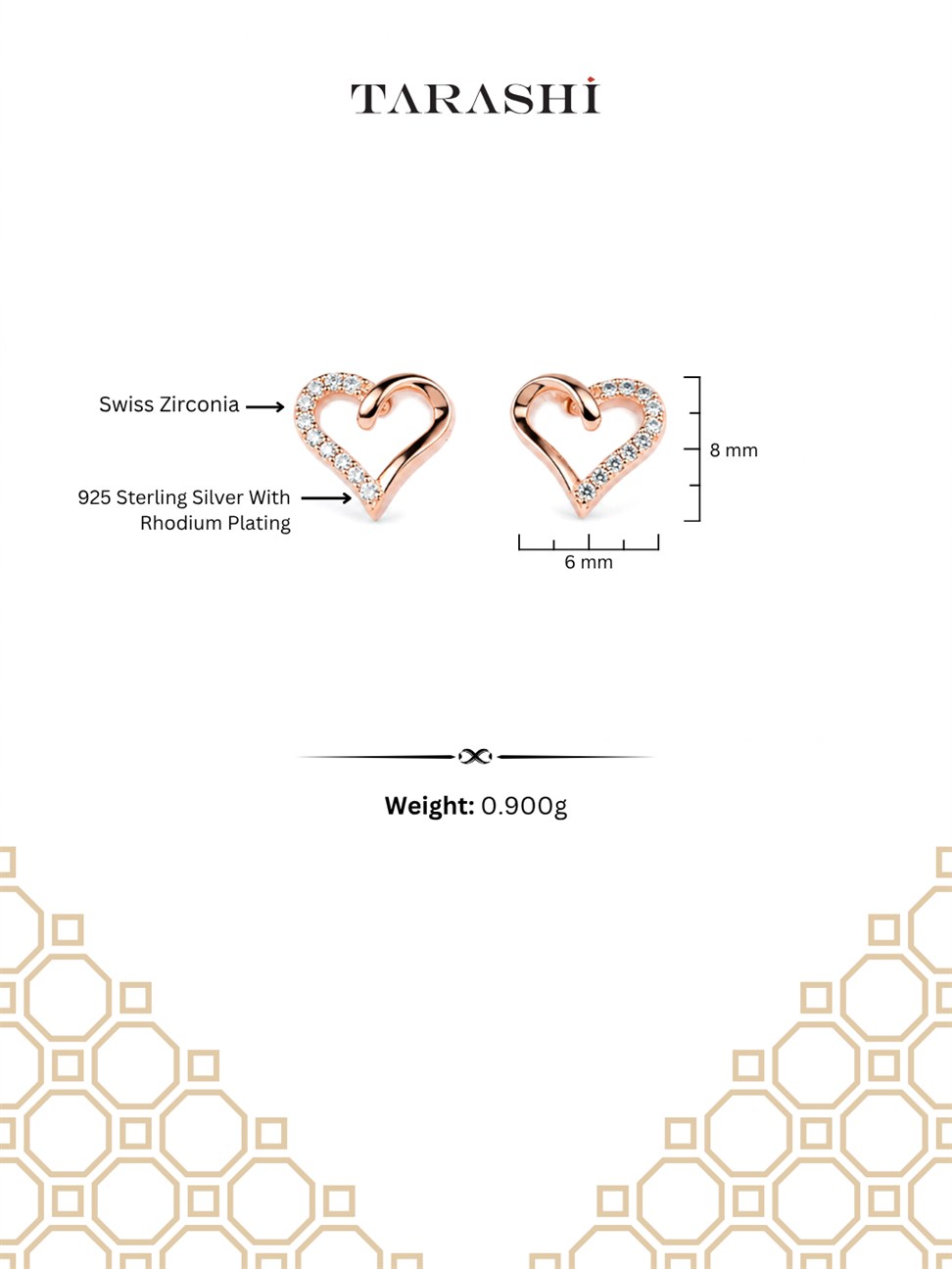 Rose Gold Open Heart Stud Earrings