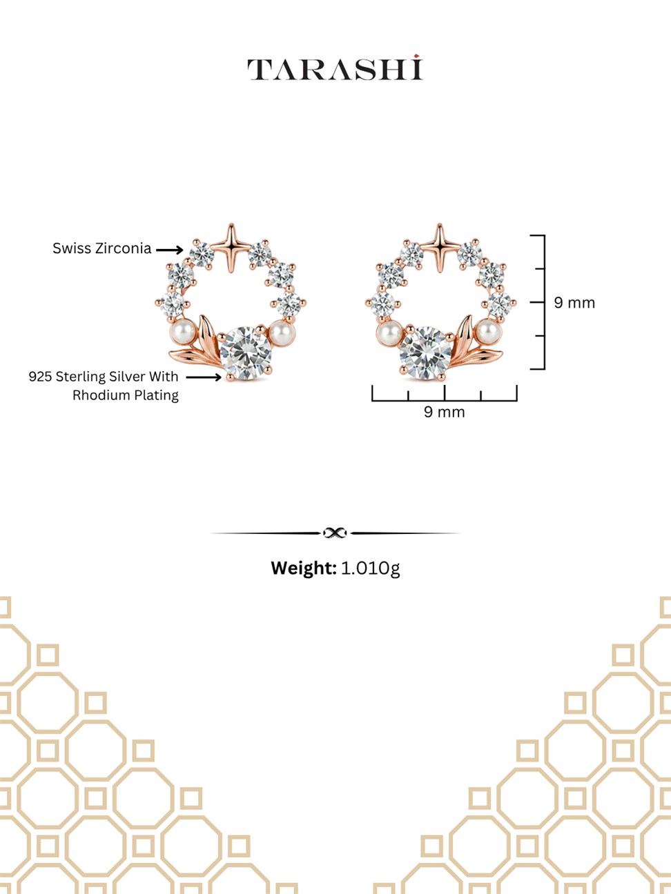 Rose Gold Floral Crystal Stud Earrings