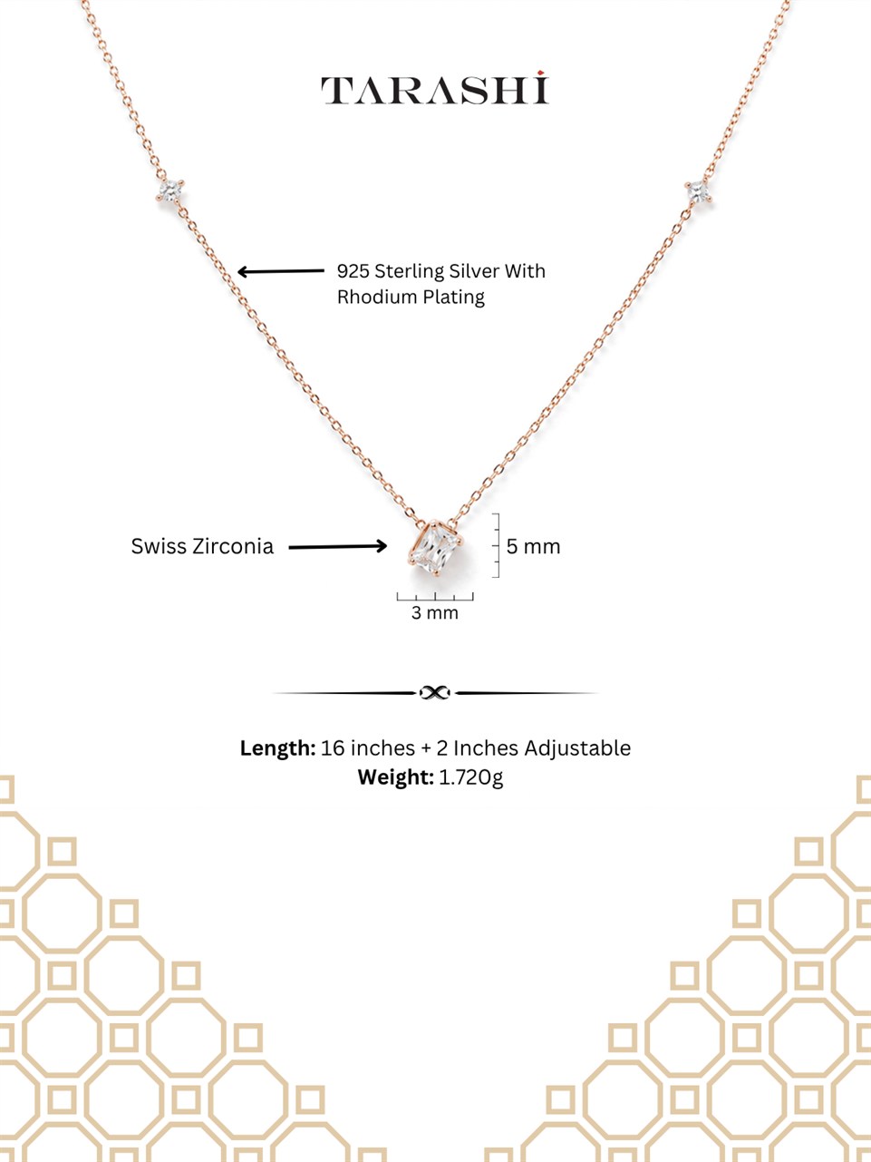 Rose Gold Kite-Shaped Crystal Necklace