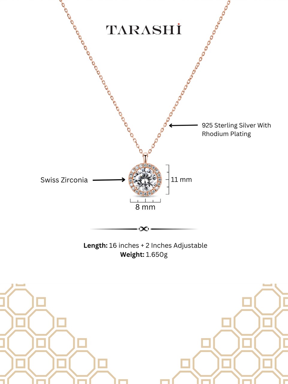 Rose Gold Round Halo Pendant Necklace