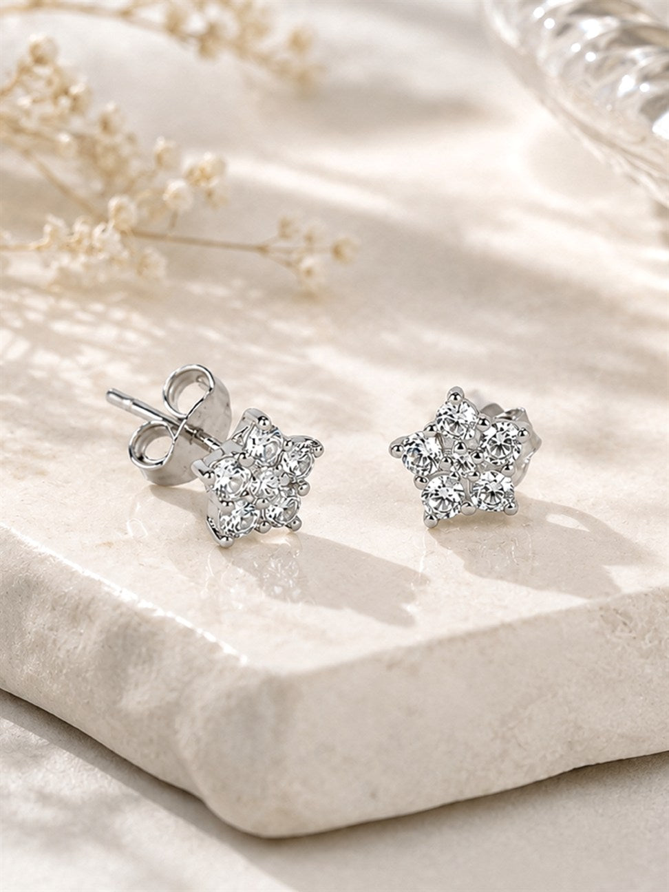 Sliver Moonstone Stud Earrings