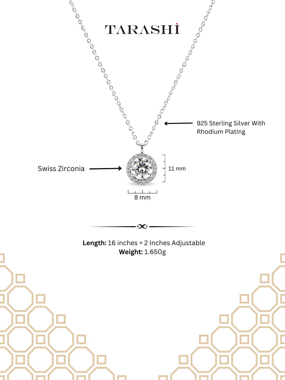 Silver Round Halo Pendant Necklace