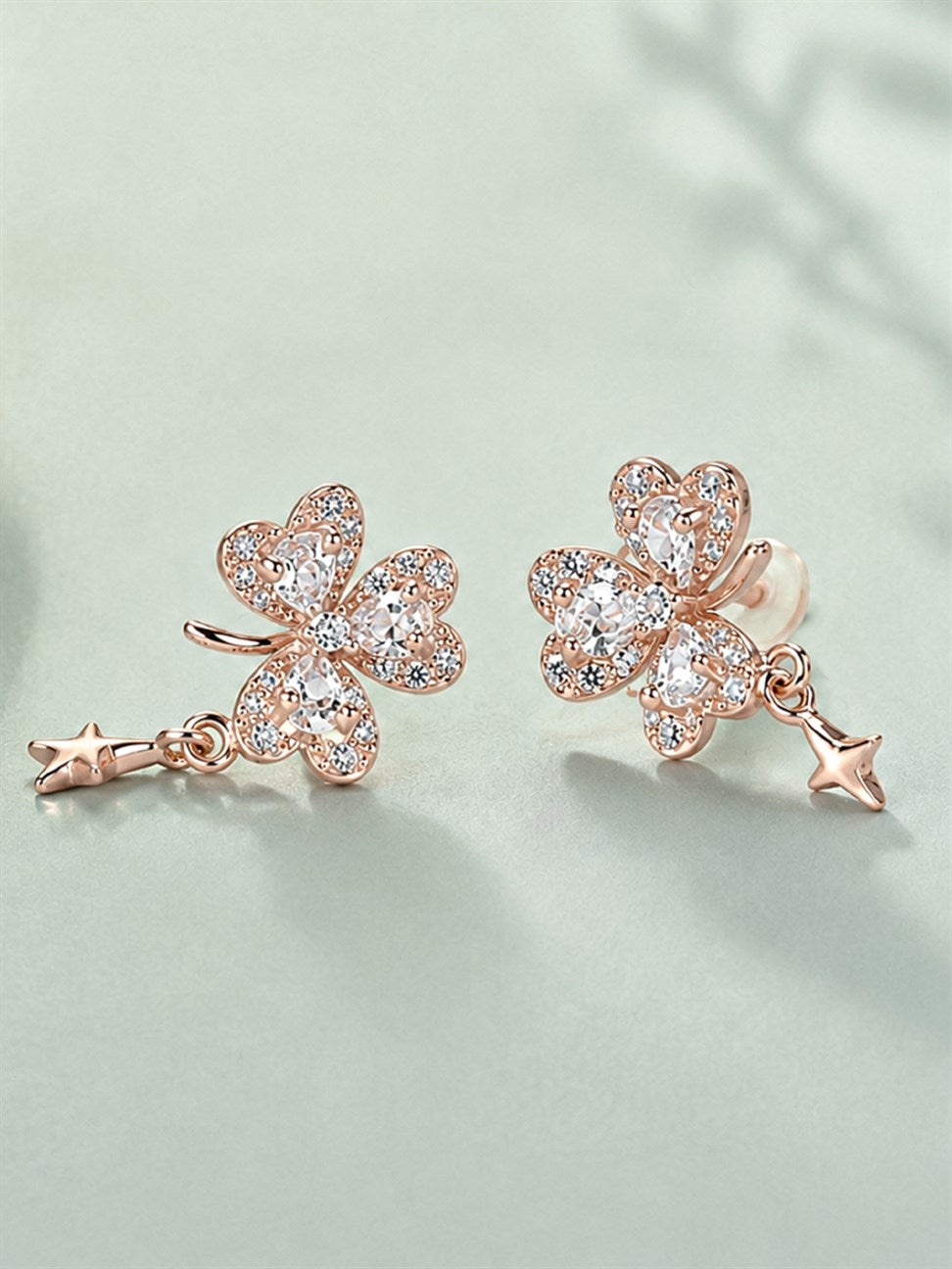 Rose Gold Leaf Stud Earrings