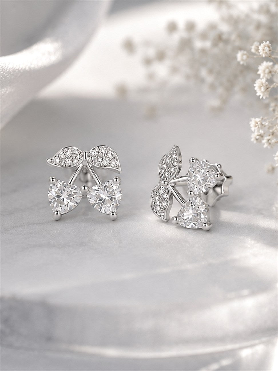 Silver Star and Moon Stud Earrings